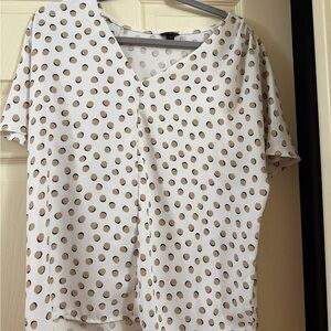 Ann Taylor Polka Dot V-Neck Women's Top